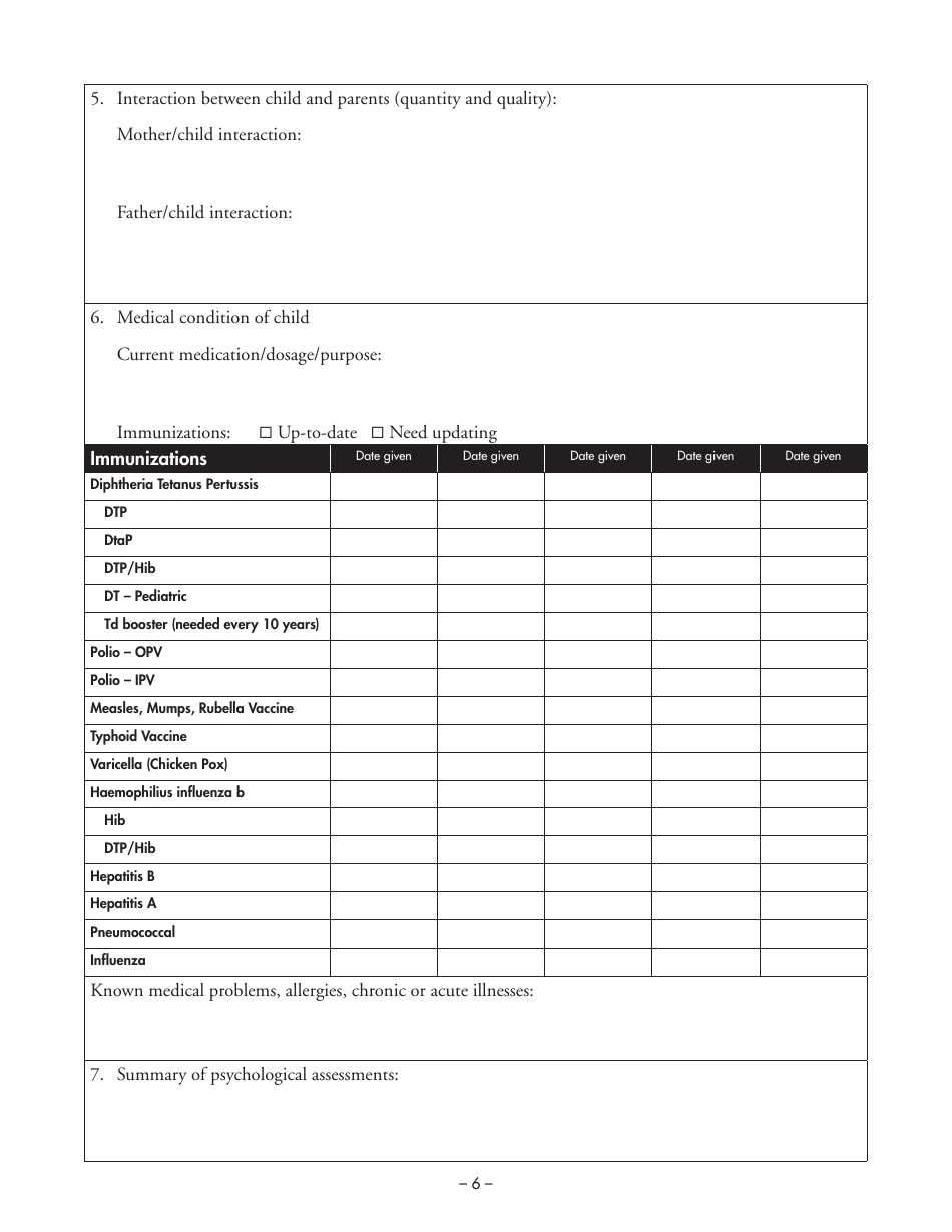 Form DHS-3235-ENG Background and Health History - All Children in out-Of-Home Care - Minnesota, Page 8