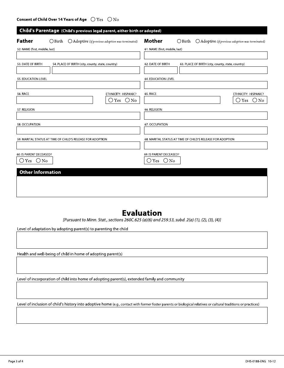 Form Dhs 0188 Eng Fill Out Sign Online And Download Fillable Pdf Minnesota Templateroller 9126