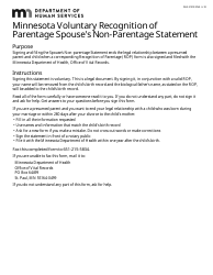 Form DHS-3159C-ENG Minnesota Voluntary Recognition of Parentage Spouse&#039;s Non-parentage Statement - Minnesota