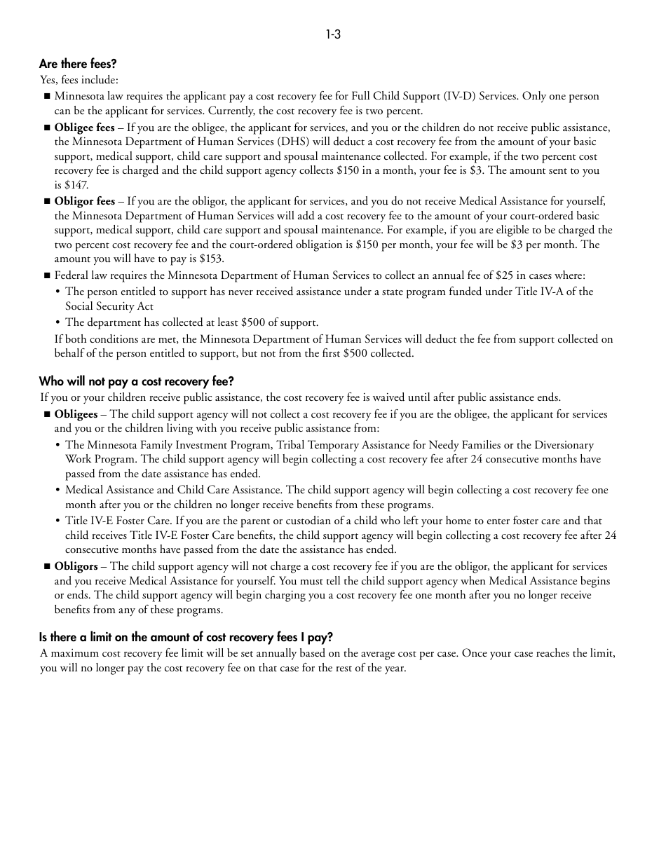 Form DHS-1958-ENG Full Child Support (IV-D) Services Application and Information on Child Support - Minnesota, Page 3
