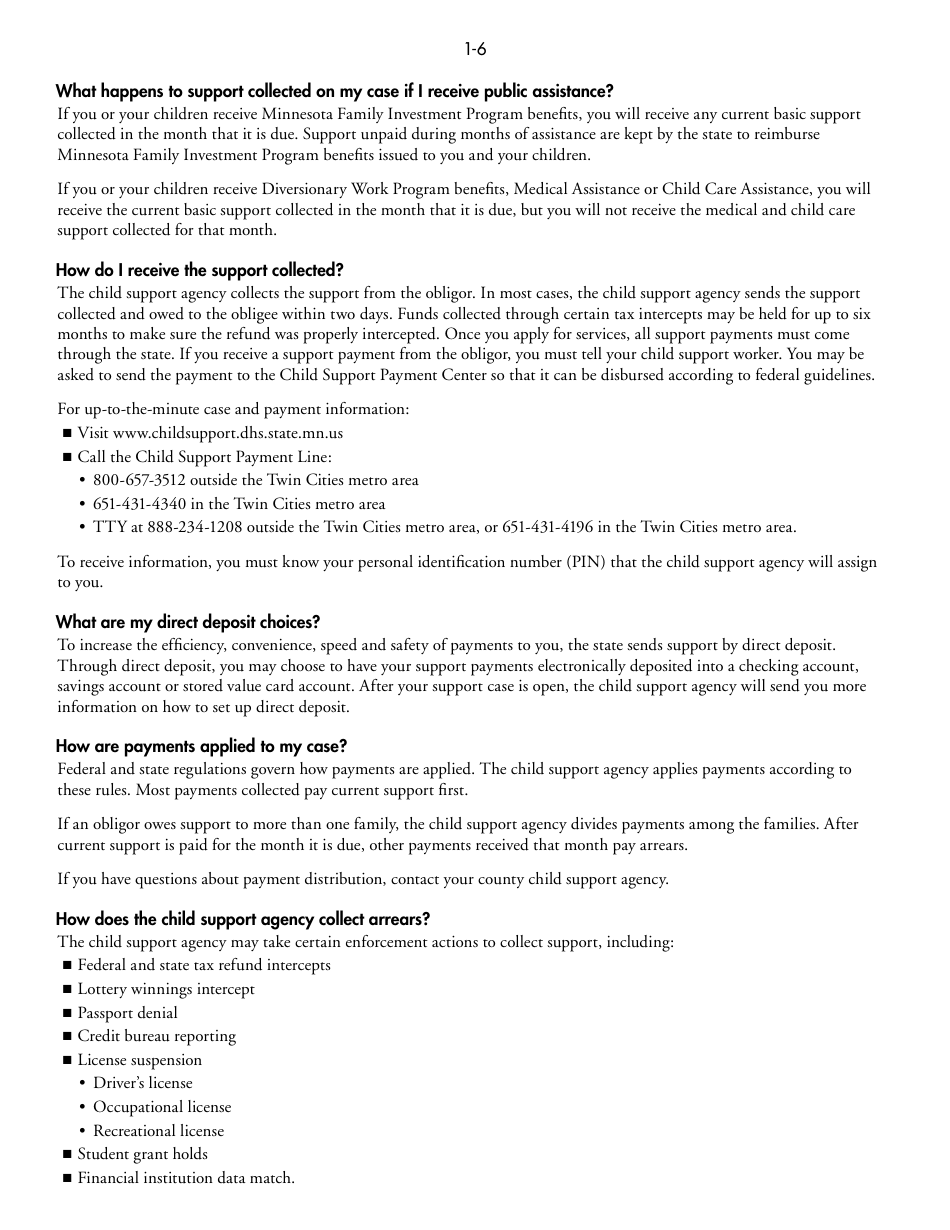 Form DHS-1958-ENG Full Child Support (IV-D) Services Application and Information on Child Support - Minnesota, Page 6