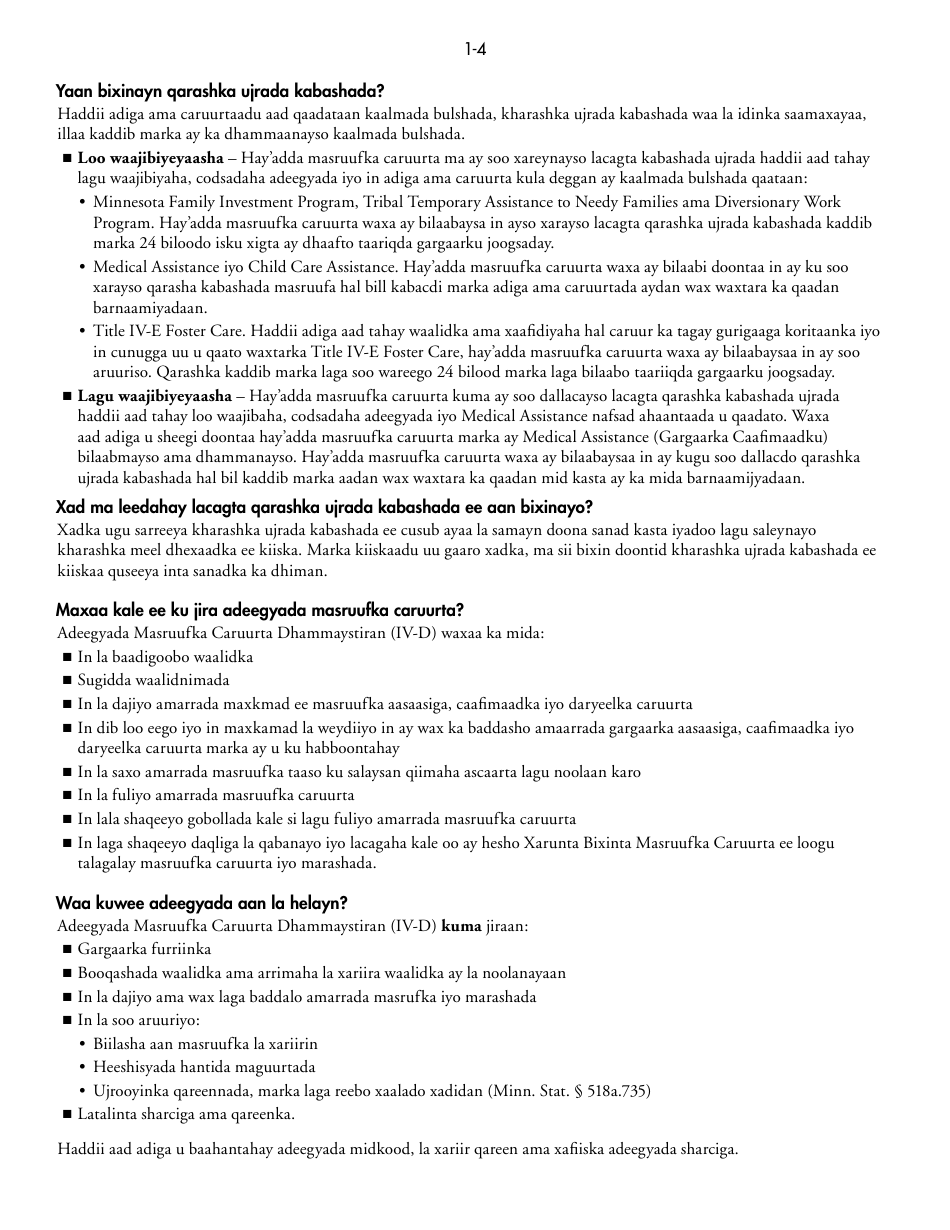Form DHS-1958-SOM Application for Support and Collections Services - Minnesota (Somali), Page 4