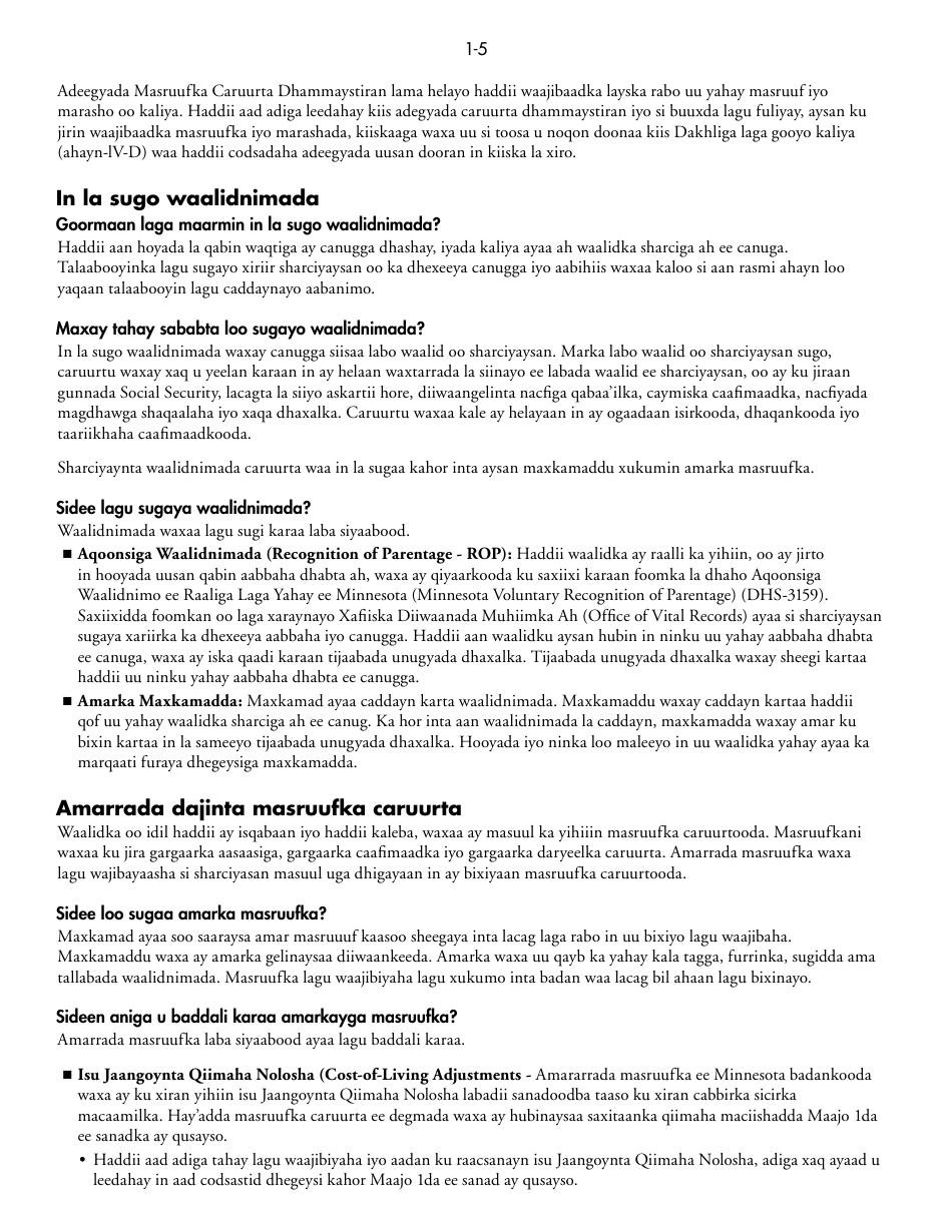Form DHS-1958-SOM Application for Support and Collections Services - Minnesota (Somali), Page 5