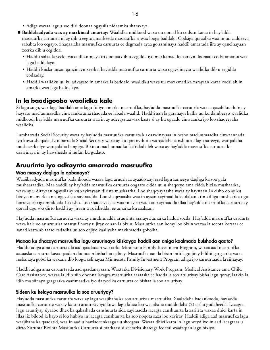 Form DHS-1958-SOM Application for Support and Collections Services - Minnesota (Somali), Page 6