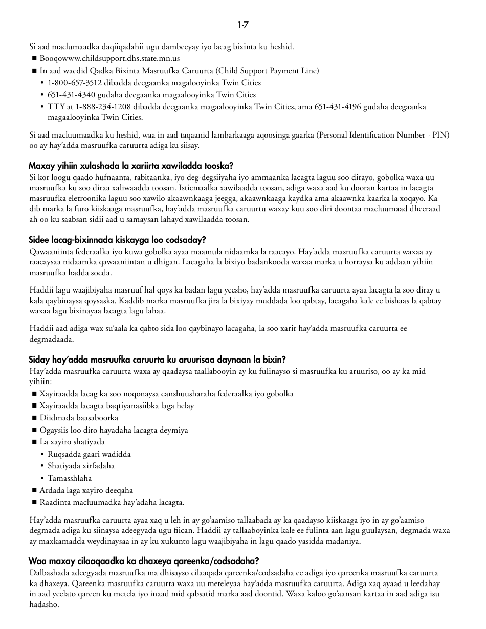 Form DHS-1958-SOM Application for Support and Collections Services - Minnesota (Somali), Page 7