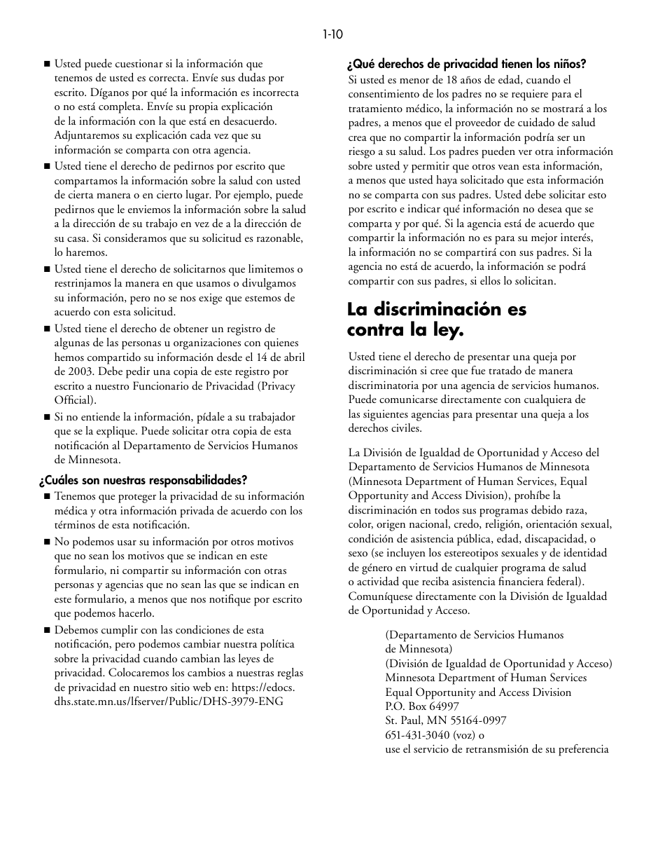 Formulario DHS-1958-SPA Solicitud De Servicios Completos De Manutencion De Menores (IV-D) E Informacion Sobre Servicios De Manutencion De Menores - Minnesota (Spanish), Page 10