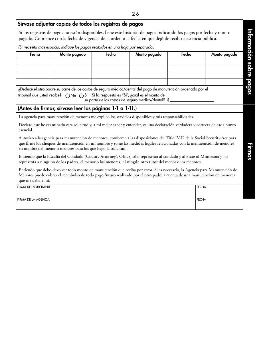 Formulario DHS-1958-SPA Solicitud De Servicios Completos De Manutencion De Menores (IV-D) E Informacion Sobre Servicios De Manutencion De Menores - Minnesota (Spanish), Page 17
