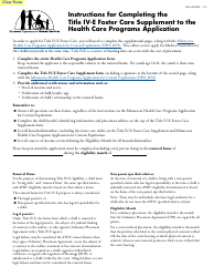 Document preview: Form DHS-3478-ENG Title IV-E Foster Care Supplement to the Health Care Programs Application - Minnesota