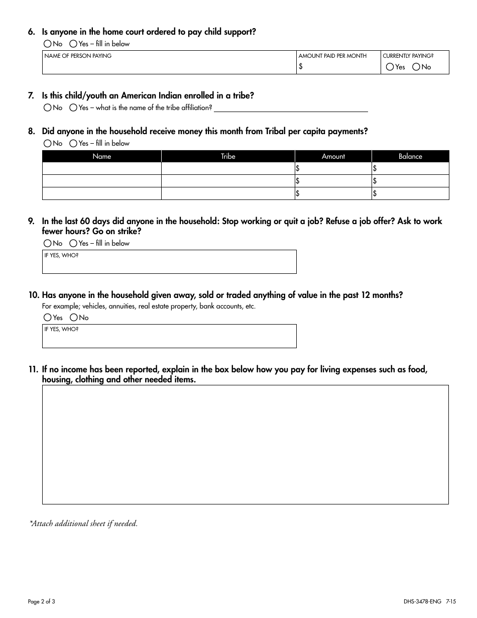 Form DHS-3478-ENG Title IV-E Foster Care Supplement to the Health Care Programs Application - Minnesota, Page 4