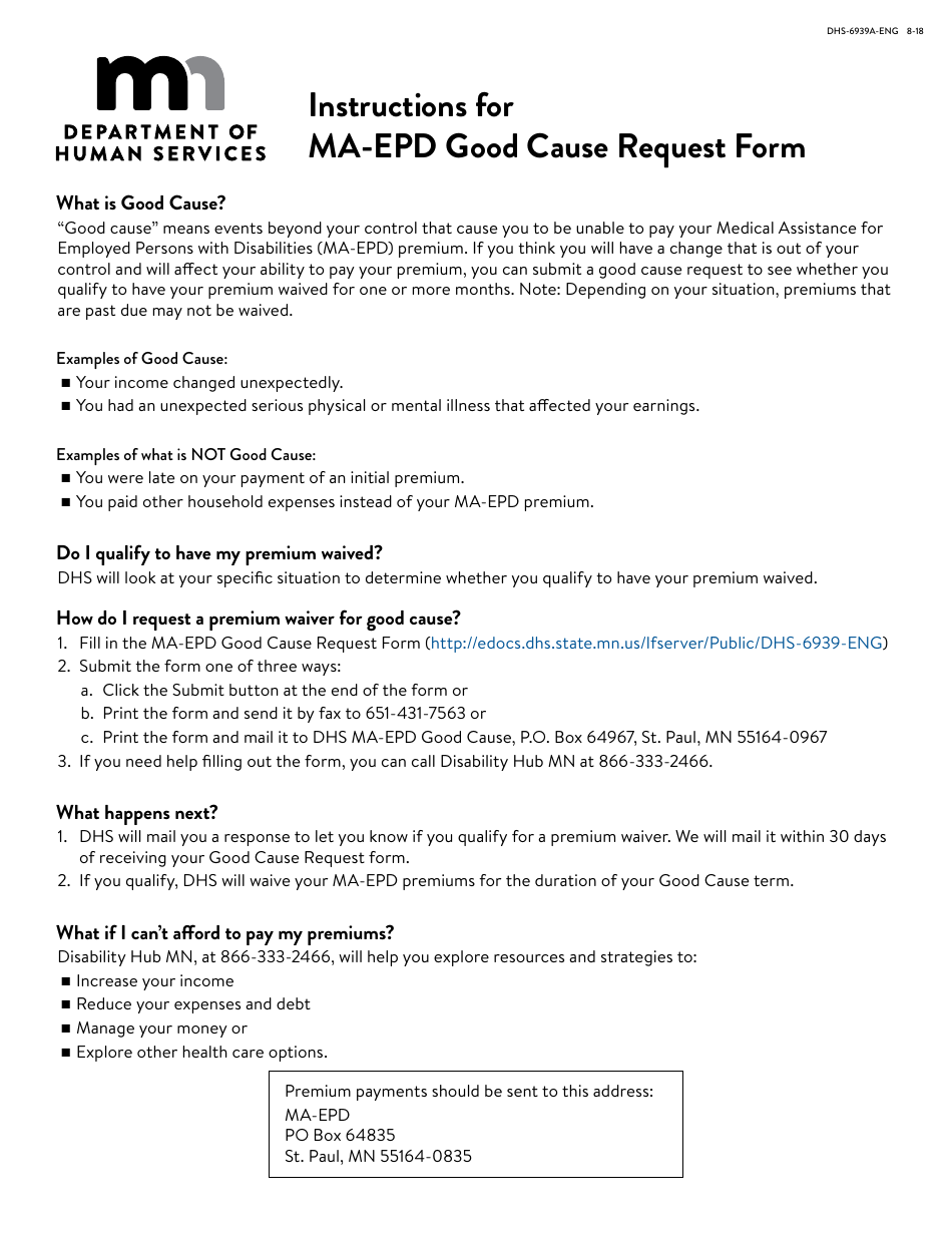 Download Instructions for Form DHS6939ENG MaEpd Good Cause Request