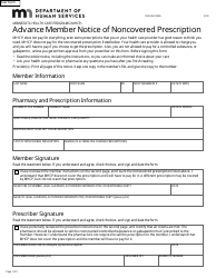 Document preview: Form DHS-3641-ENG Advance Member Notice of Noncovered Prescription - Minnesota