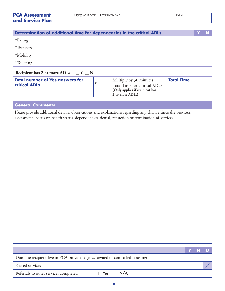 Form DHS-3244-ENG Pca Assessment and Service Plan - Minnesota, Page 11