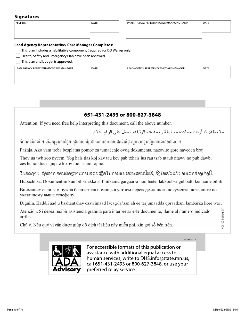 Form DHS-6532-ENG CDCs Community Support Plan - Rule 185 Compliant - Minnesota, Page 10