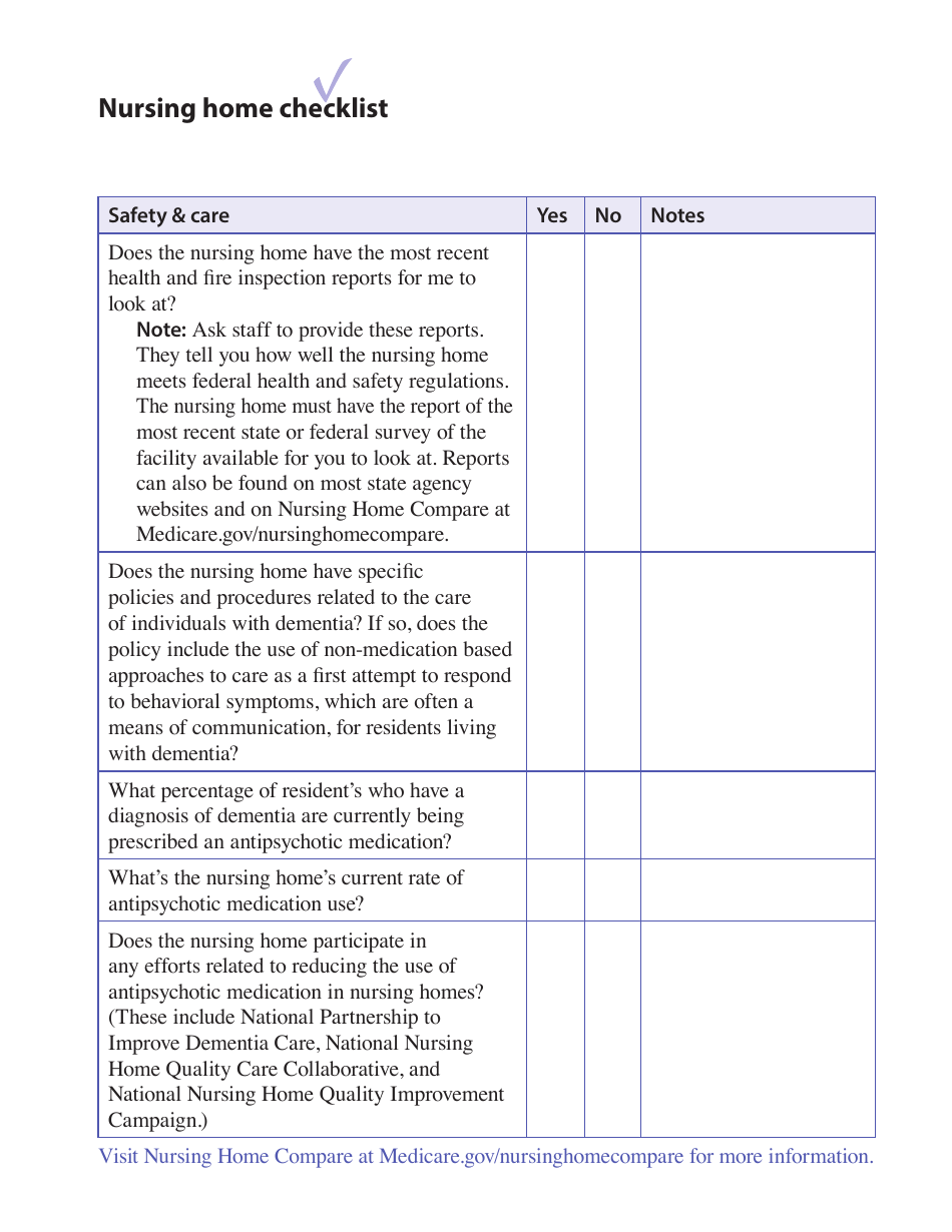 Nursing Home Checklist - Fill Out, Sign Online and Download PDF ...