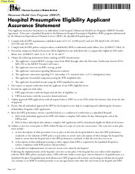 Form DHS-3887-ENG Hospital Presumptive Eligibility Applicant Assurance Statement - Minnesota