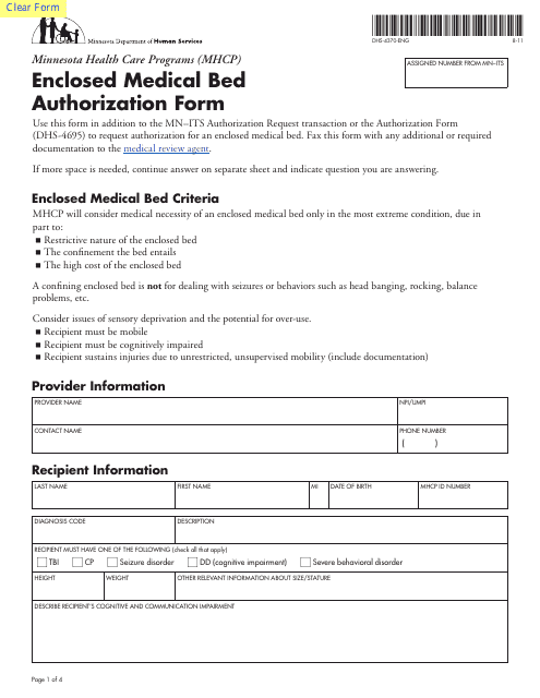 Form DHS-4370-ENG  Printable Pdf