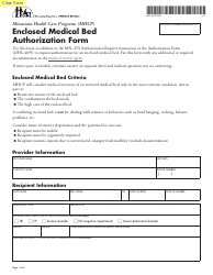 Form DHS-4370-ENG Enclosed Medical Bed Authorization Form - Minnesota