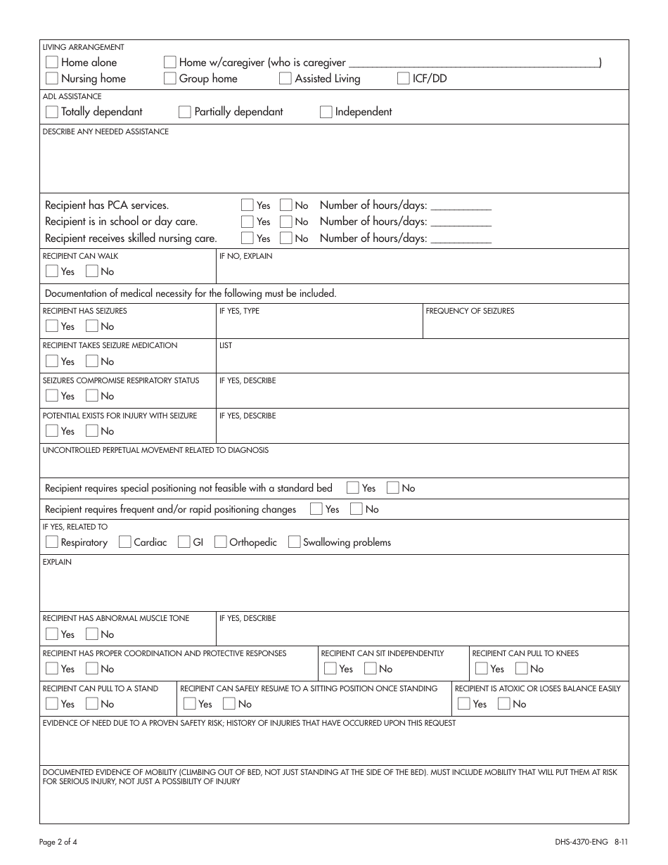 Form Dhs-4370-eng - Fill Out, Sign Online And Download Fillable Pdf 