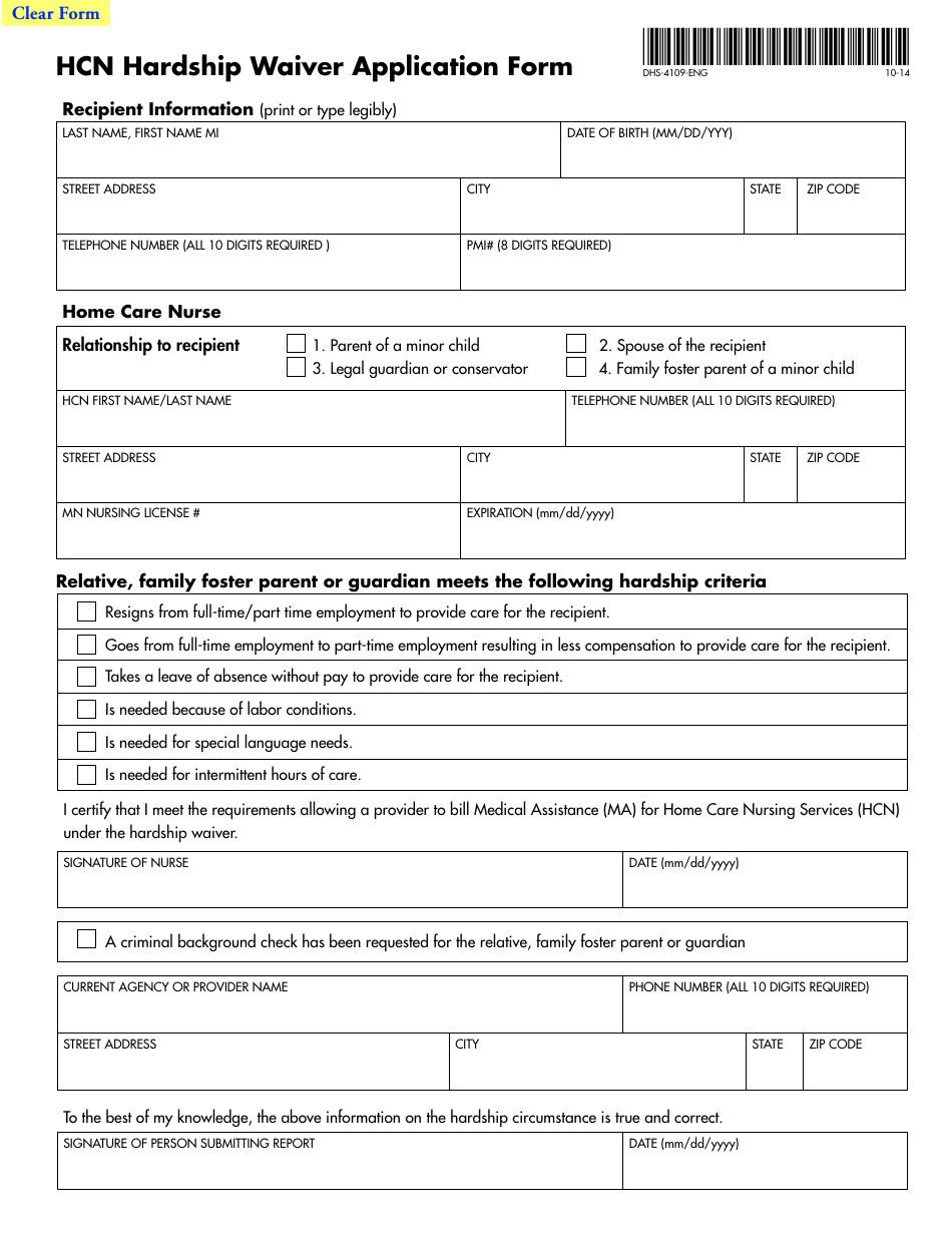 Form Dhs 4109 Eng Fill Out Sign Online And Download Fillable Pdf Minnesota Templateroller 9101