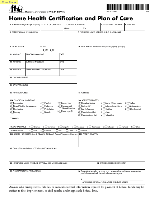 Form DHS-4633-ENG  Printable Pdf