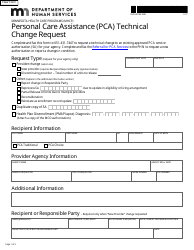 Document preview: Form DHS-4074A-ENG Personal Care Assistance (Pca) Technical Change Request - Minnesota
