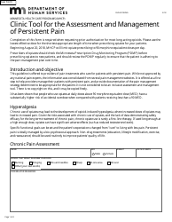 Form DHS-6109-ENG Clinic Tool for the Assessment and Management of Persistent Pain - Minnesota