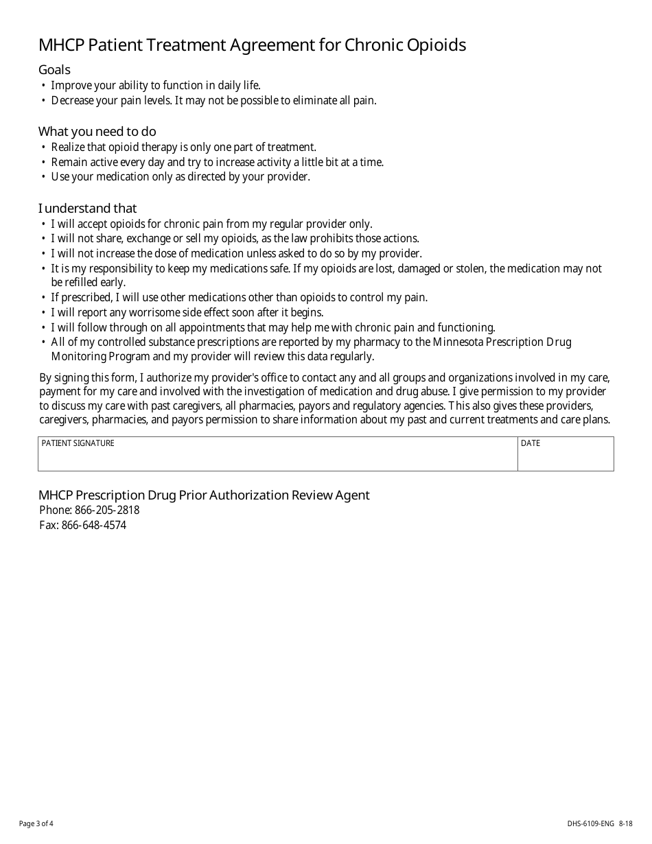Form DHS-6109-ENG Clinic Tool for the Assessment and Management of Persistent Pain - Minnesota, Page 3