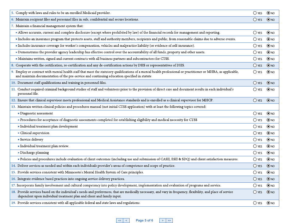 Form DHS-4976-ENG Childrens Therapeutic Services and Supports Community Re-certification Application - Minnesota, Page 6