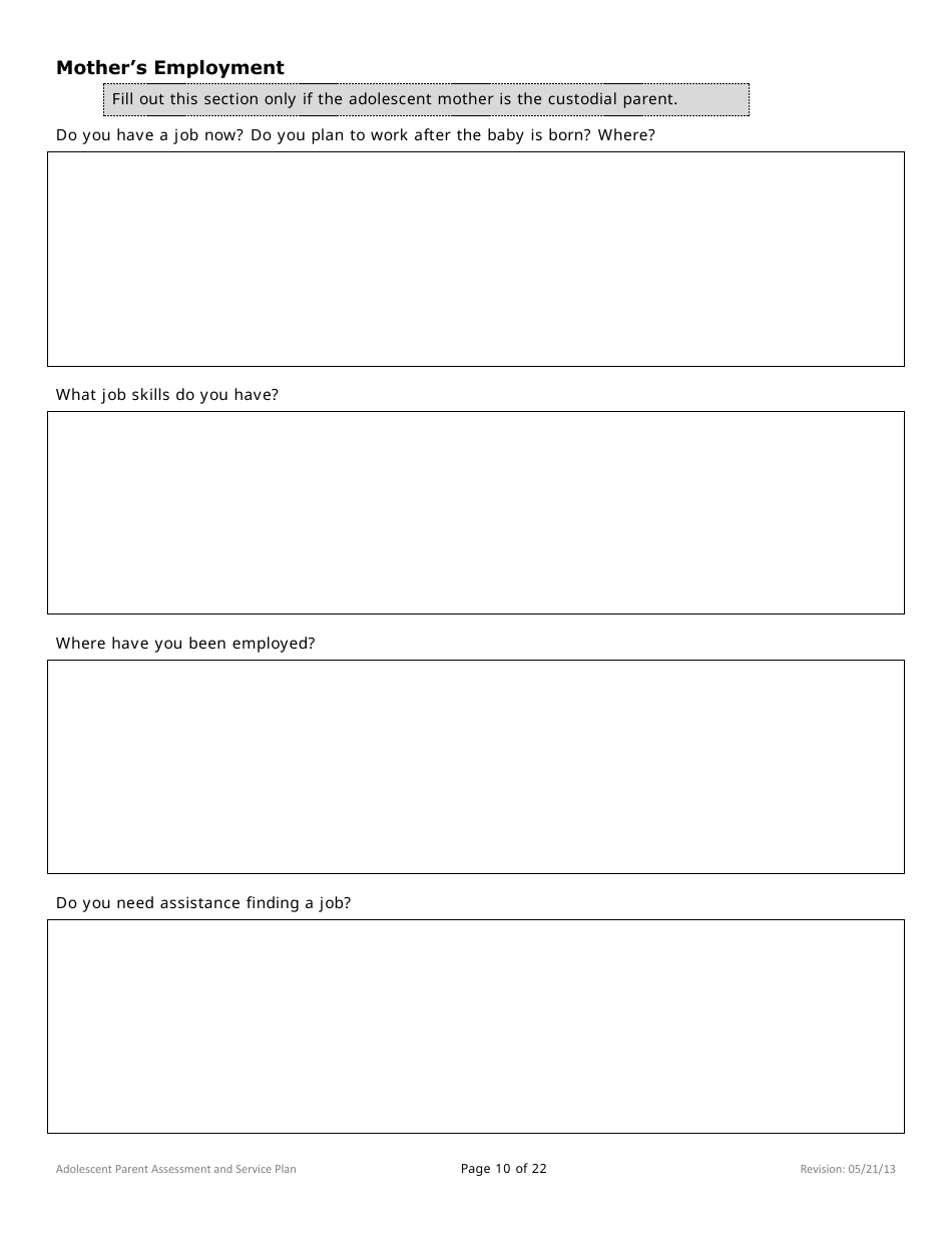 Adolescent Parent Assessment and Service Plan - Minnesota, Page 10