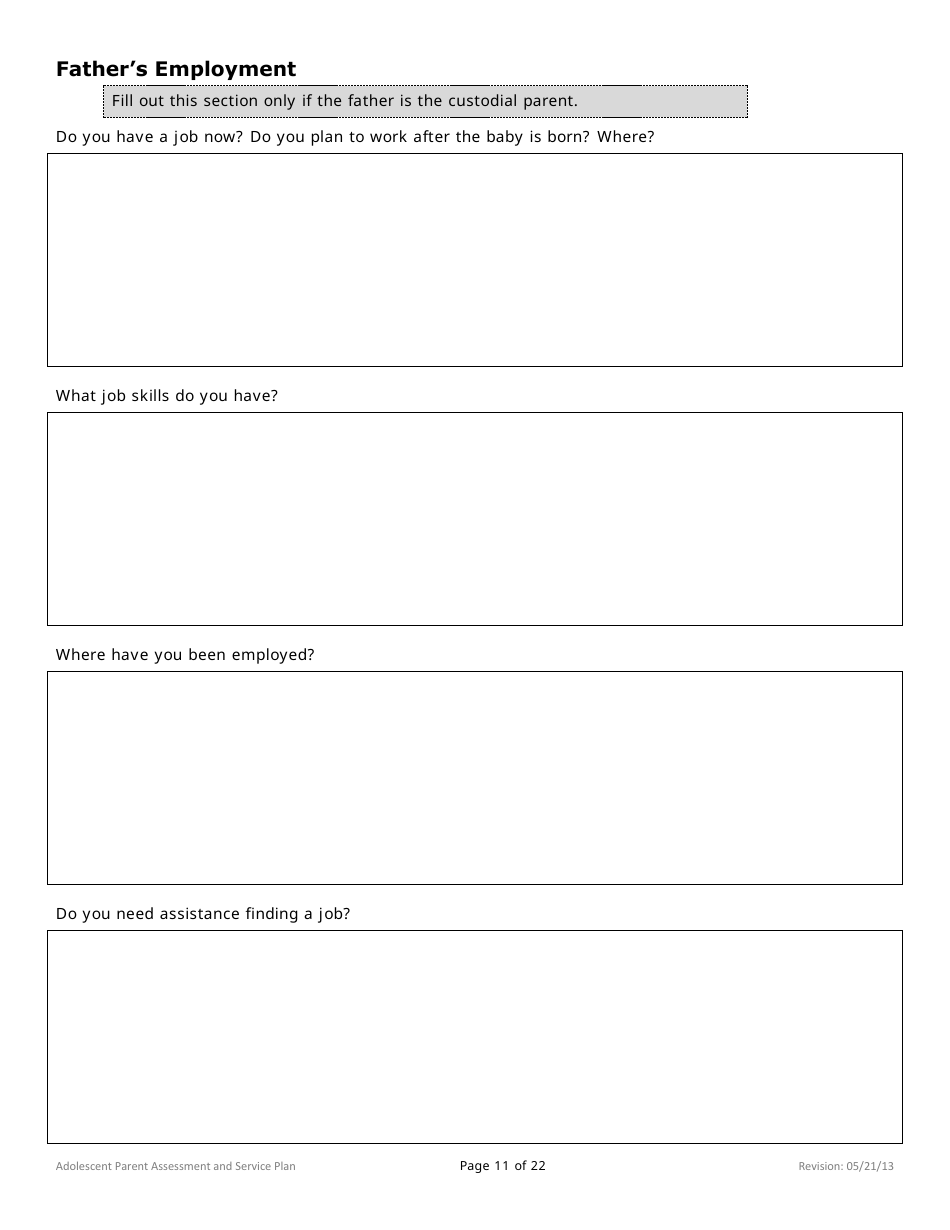 Adolescent Parent Assessment and Service Plan - Minnesota, Page 11