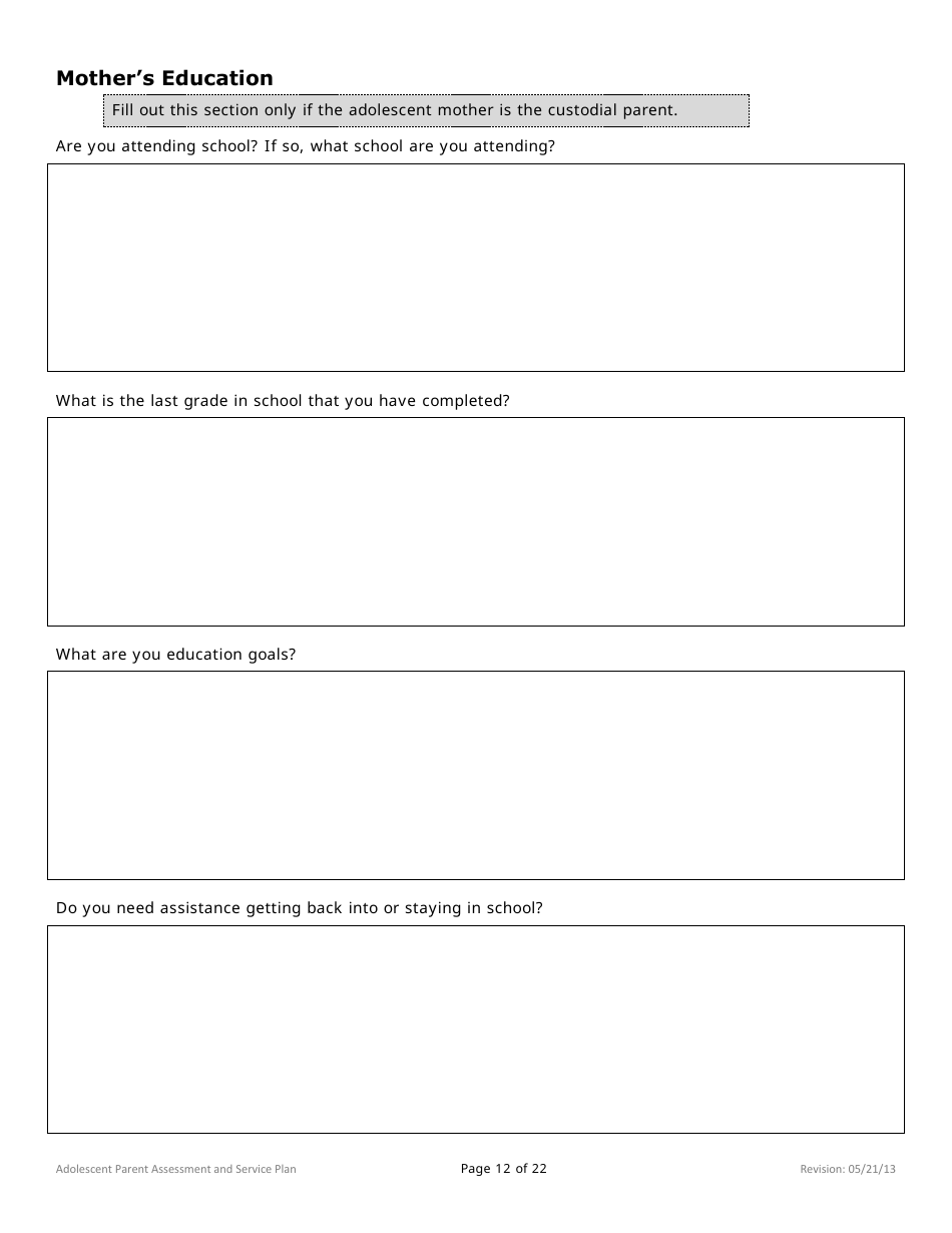 Adolescent Parent Assessment and Service Plan - Minnesota, Page 12