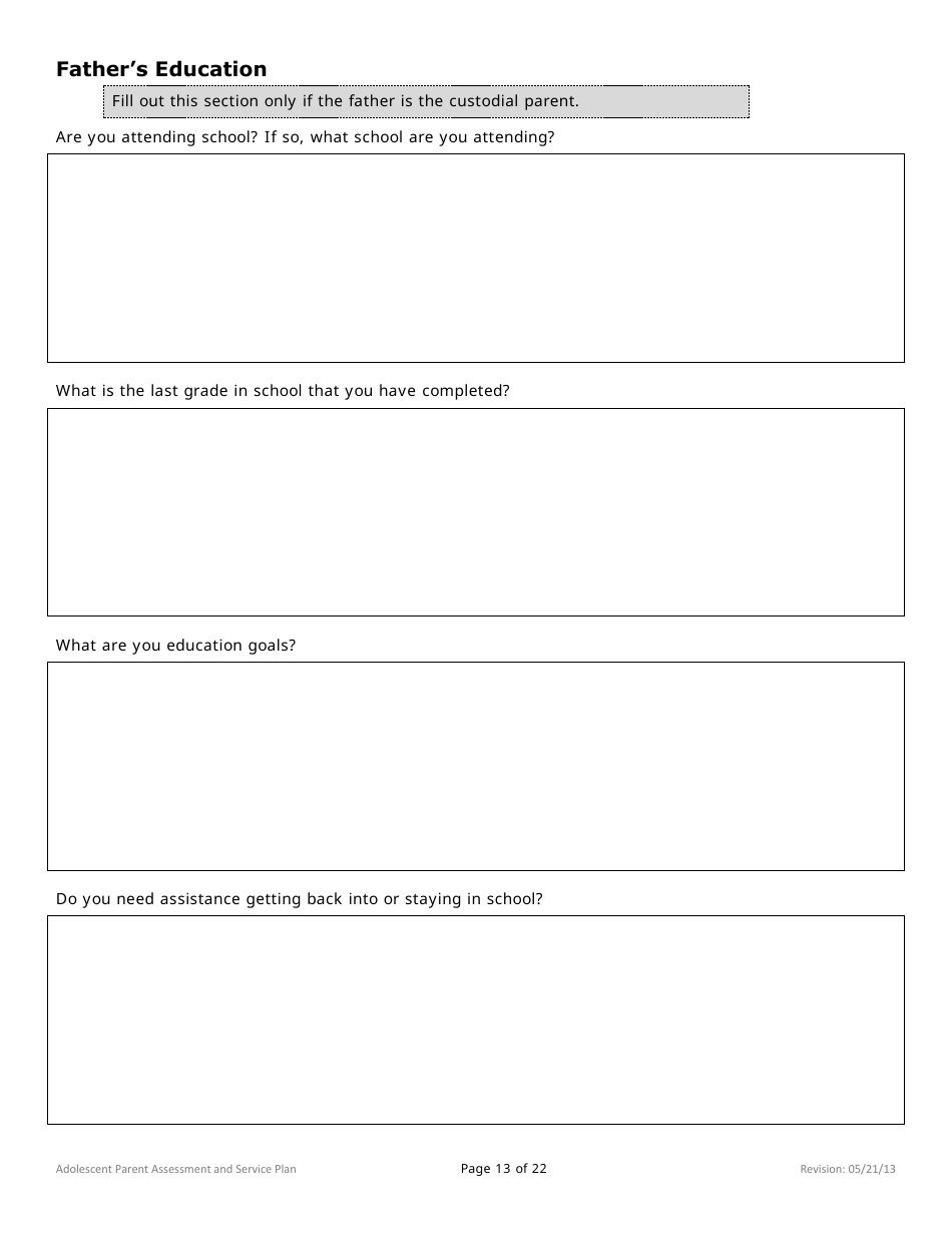 Adolescent Parent Assessment and Service Plan - Minnesota, Page 13