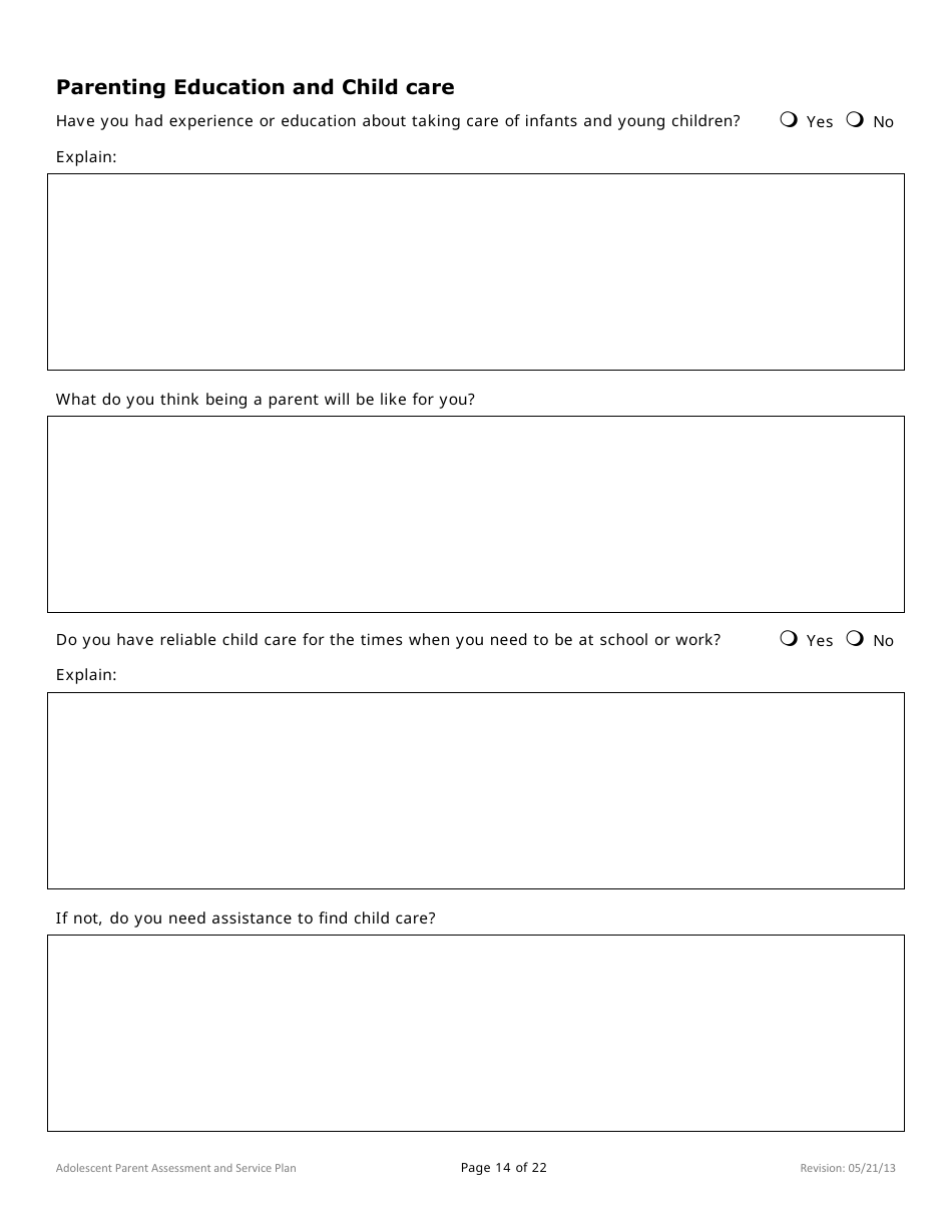 Adolescent Parent Assessment and Service Plan - Minnesota, Page 14