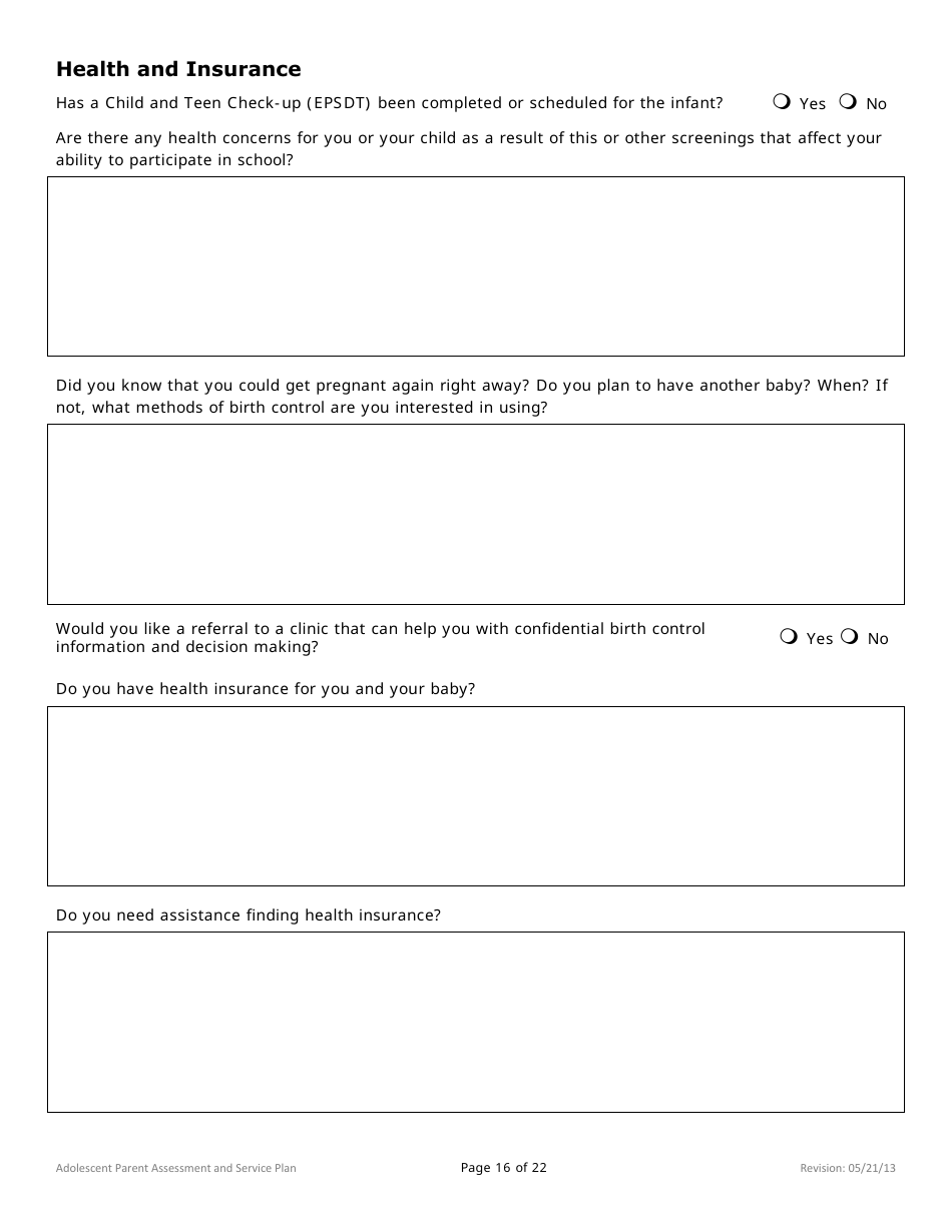 Adolescent Parent Assessment and Service Plan - Minnesota, Page 16