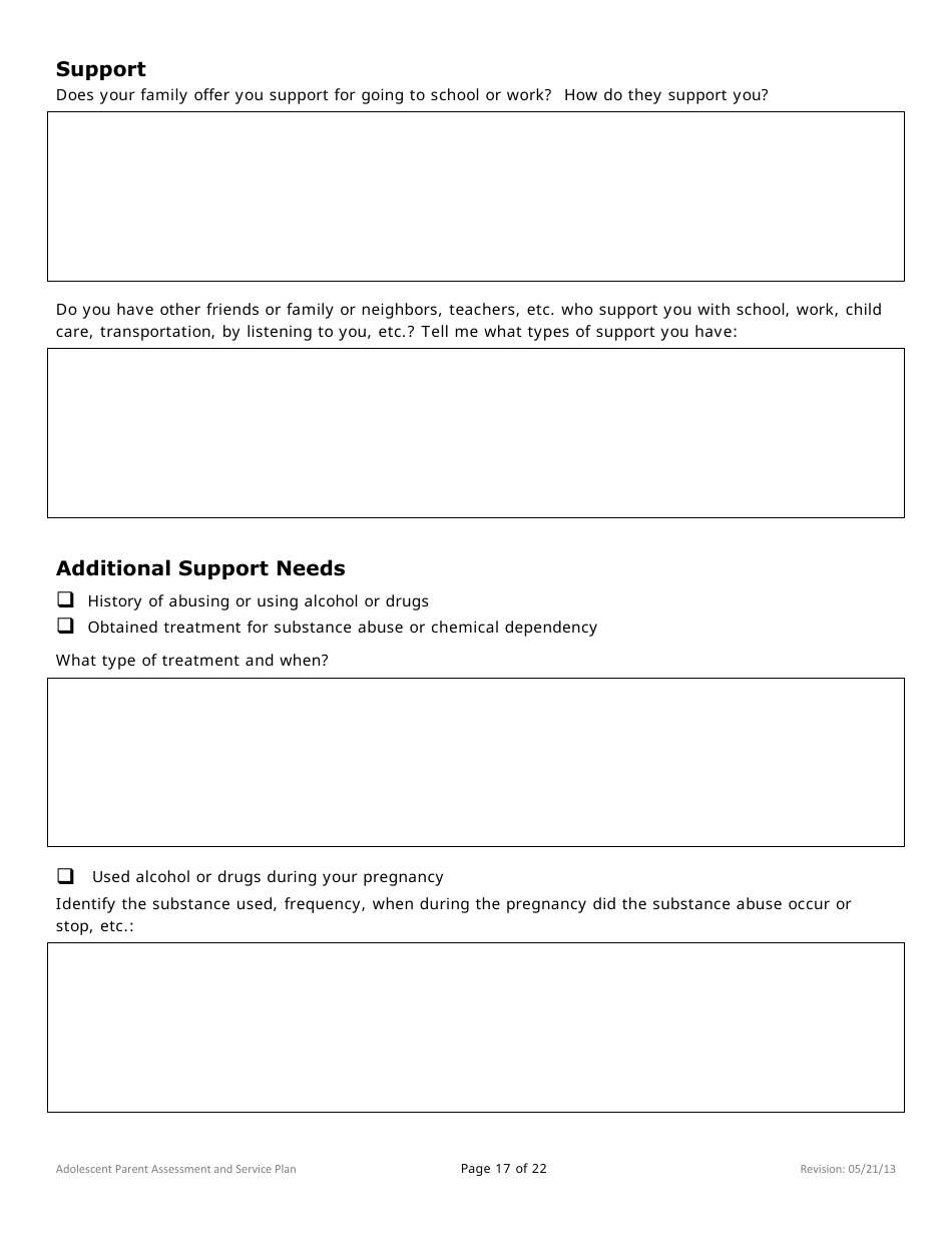 Adolescent Parent Assessment and Service Plan - Minnesota, Page 17
