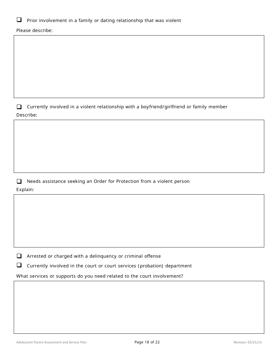 Adolescent Parent Assessment and Service Plan - Minnesota, Page 18