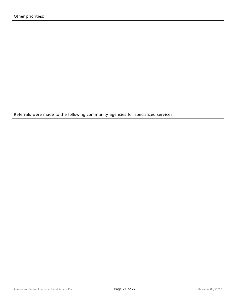 Adolescent Parent Assessment and Service Plan - Minnesota, Page 21