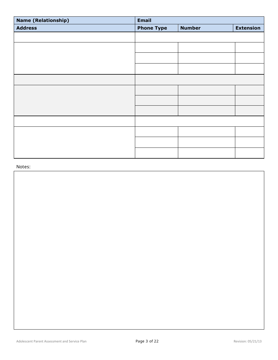 Adolescent Parent Assessment and Service Plan - Minnesota, Page 3