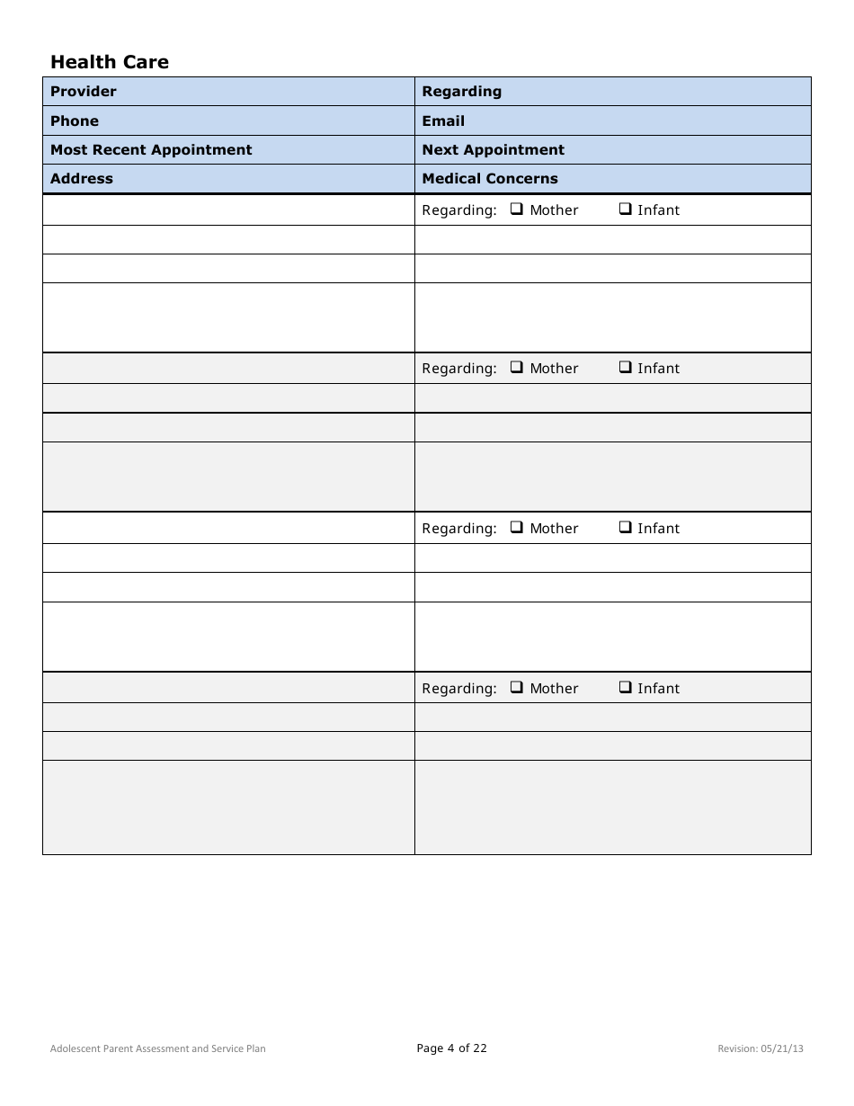 Adolescent Parent Assessment and Service Plan - Minnesota, Page 4