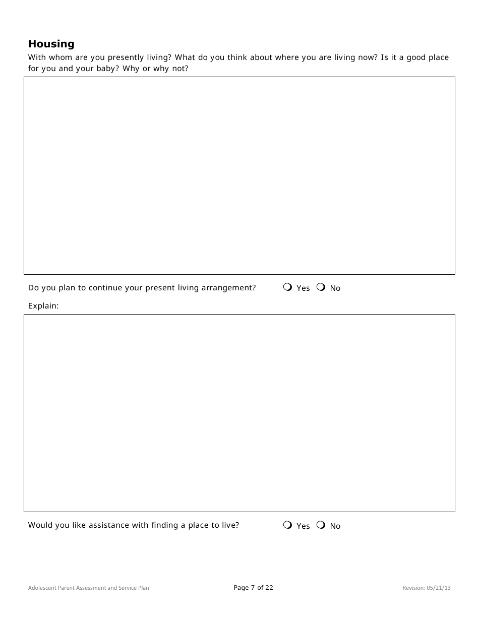 Adolescent Parent Assessment and Service Plan - Minnesota, Page 7