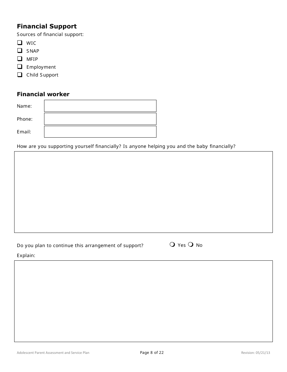 Adolescent Parent Assessment and Service Plan - Minnesota, Page 8