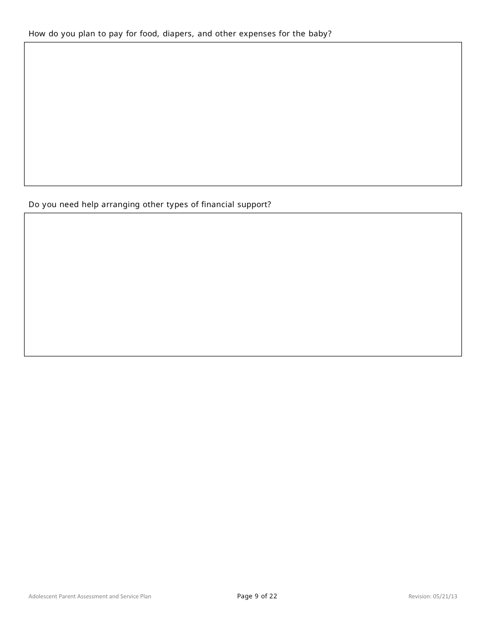 Adolescent Parent Assessment and Service Plan - Minnesota, Page 9