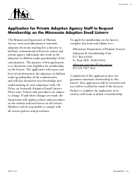 Document preview: Form DHS-6569-ENG Application for Private Adoption Agency Staff to Request Membership on the Minnesota Adoption Email Listserv - Minnesota