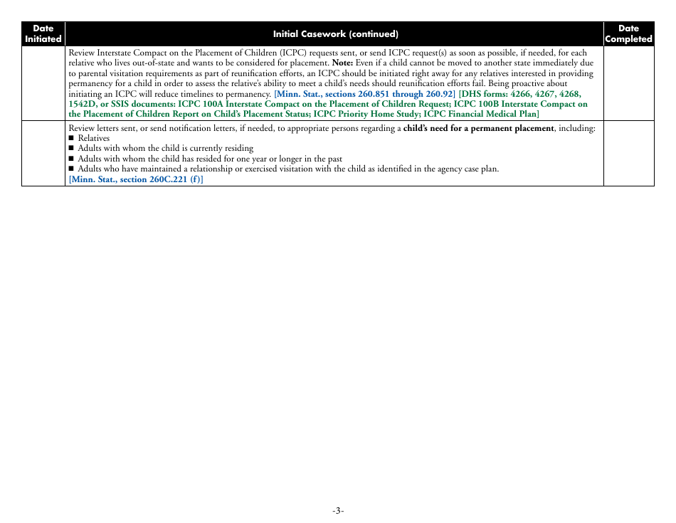 Form DHS-6542-ENG Adoption Process Checklist for Children Under Guardianship of the Commissioner - Minnesota, Page 3