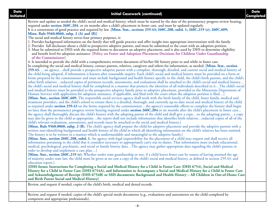 Form DHS-6542-ENG Adoption Process Checklist for Children Under Guardianship of the Commissioner - Minnesota, Page 4