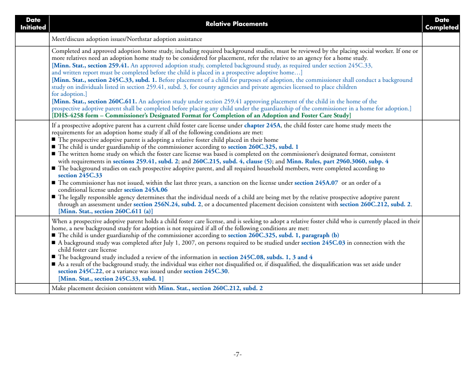 Form DHS-6542-ENG Adoption Process Checklist for Children Under Guardianship of the Commissioner - Minnesota, Page 7