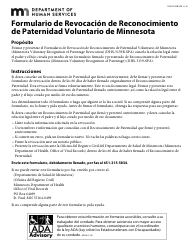 Document preview: Formulario DHS-3159B-SPA Formulario De Revocacion De Reconocimiento De Paternidad Voluntario De Minnesota - Minnesota (Spanish)