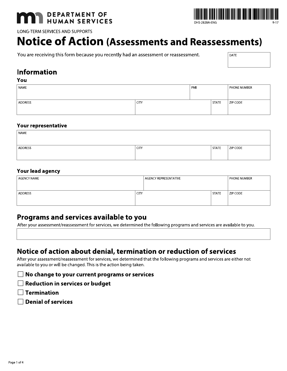 Form DHS-2828A-ENG - Fill Out, Sign Online and Download Fillable PDF ...