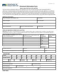 Document preview: Form DHS-7766-ENG Personnel Information Form - Minnesota