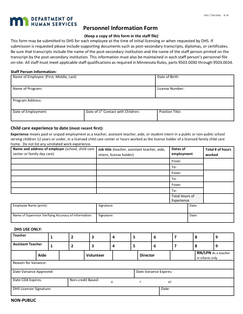 Form DHS-7766-ENG  Printable Pdf